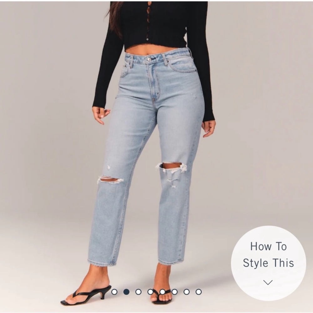Abercrombie & Fitch Light Blue Straight Leg Jeans (Curve Love)